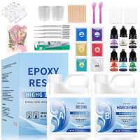 "Starter Curcubeu" - Kit epoxidica 1KG, transparenta, UV, turnari artistice mici + Pigmenti + Ustensile